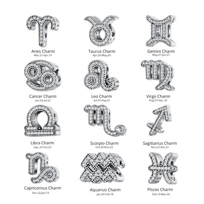 1pc 925 Sterling Silver Vintage 12 Zodiac Constellation Beads Orignal  Aries Libra Charms Fit DIY Bracelet Necklace  Women's Birthday Gift