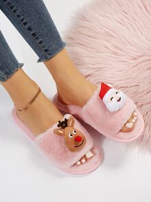 Comfortable Ladies' Christmas Home Slippers - Pink - View 7