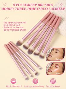 9件套化妆刷套装，优质合成毛眼影晕染刷套装，面部及眼部化妆工具，化妆刷套装，化妆刷套装，化妆刷套装，全套化妆刷，化妆刷套装，全套化妆工具，化妆刷套装，化妆刷套装，化妆礼盒套装 - 彩色 - 查看 5