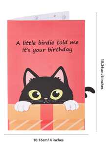 Opjoys 1pc Cat Birthday Card, Greeting Card, Gift For Cat, Cat Happy Birthday Gift, Funny Cat Cards, Kitty Pattern - Red - View 7