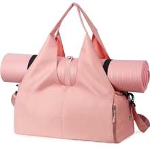 Gym Bag Travel Bag Women Men Travel Duffel Bag With Shoes Compartment Sports Gym Tote Bag Weekend Bag Overnight Bag Yoga Mat Bag For Swimming, Basketball Pink