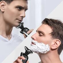 1 pc men's electric shaver, convenient rechargeable shaver, both dry and wet, with nose hair remover, sideburns, exfoliator, facial brush, and two hair clippers - màu đen - Xem 3