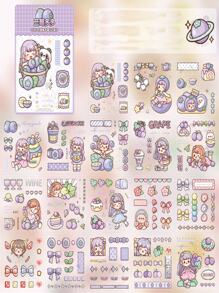 1袋含18張可愛藍莓水果貼紙,pet材質防水黏貼貼紙可用於手帳、水瓶、筆記本裝飾,diy手工藝品。是孩子生日禮物的理想選擇。 - 黑色 - 查看 2