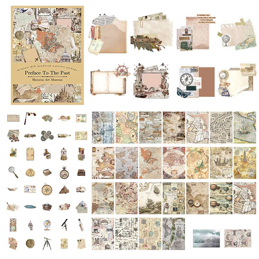 Thủ công Nghệ thuật Phòng trưng bày Loạt Phong cách Retro Tạp chí Hình dán Và Giấy dán Nguyên vật liệu Cắt dán Tài khoản Hand 100 Miếng Già - Nhiều màu - Xem 1