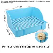 1只新款大型藍色鐵絲網寵物兔廁所,帶有尿防護和方形形狀,方便寵物用品 - 霧霾藍 - 查看 2