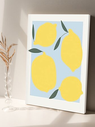 1入現代極簡帆布壁畫海報檸檬動漫印刷現代油畫,適用於帶畫框的臥室客廳美學裝飾