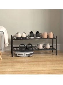 Natural Bamboo Shoe Rack - Stackable Storage Shelf with Multi-Function Combinations - Free Standing Shoe Racks for Convenient Shoe Organization(Black) - Black - View 6