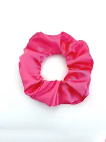 1pc Basic Satin Solid Color Hair Scrunchies Suitable For Daily Use Casual,Dopamine Hair Ties Scrunchy Hair Ties Ponytail Head Accessories Elastic Band Beauty Home Hair Accessories - Hot Pink - View 2