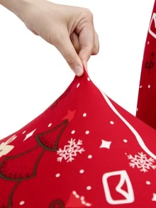 1/4/6pcs Santa Claus, Christmas Tree, Bell Print Chair Covers, Festive Elastic Polyester Removable Chair Slipcovers, Suitable For Christmas Party Home Use - Multicolor - View 5