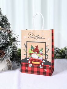 4入組聖誕卡紙包裝袋禮袋,卡通聖誕帽、聖誕樹紋樣,聖誕派對禮品包裝裝飾 - 彩色 - 查看 5