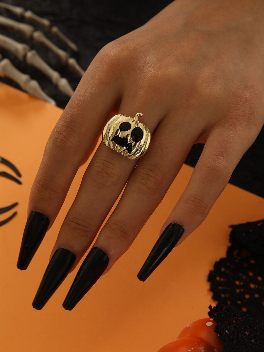 1pc Women's Halloween Pumpkin Ring - Multicolor - View 1