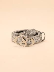 1件女士银色PU材质个性化腰带，双月牙形和十字星设计，适合派对、万圣节、夏季、学校、秋季等场合。 - 銀色 - 查看 2