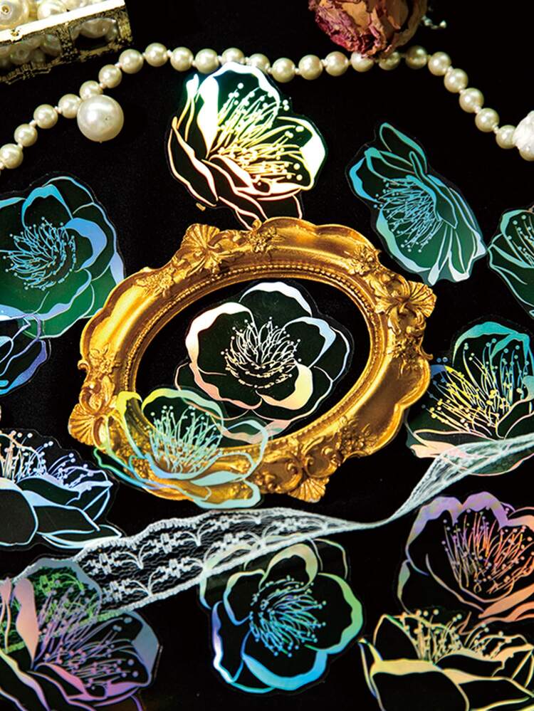 20pcs/pack Twilight Sticker Set, Stay In Flower Sea Series Material For Diy Scrapbooking Decoration - Green - View 4