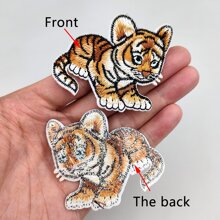 3pcs Set Tiger Embroidered Cloth Patches, Cute Animal Design Iron On Patches For Clothing, Jacket, S, DIY Decor Accessories