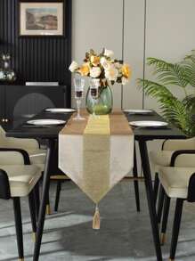 1 pieza Camino de mesa decorativo de lujo con strass dorados - Amarillo - Ver 4