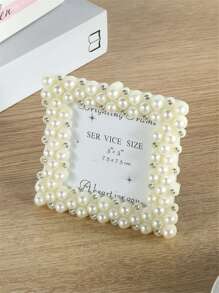 1/2pcs Bright Faux Pearl Decor Photo Frame, 3inch/6inch/7inch/8inch/10inch, Made Of Elegant ABS Plastic, Suitable For Room, Bedroom, Office Picture Display Stands, Home Decor (Randomly Included) - Beige - View 10