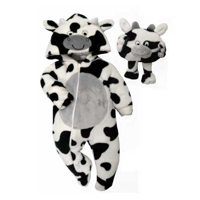 Baby Kisses Mameluco para Bebe con gorro bordado Vaca con Peluche