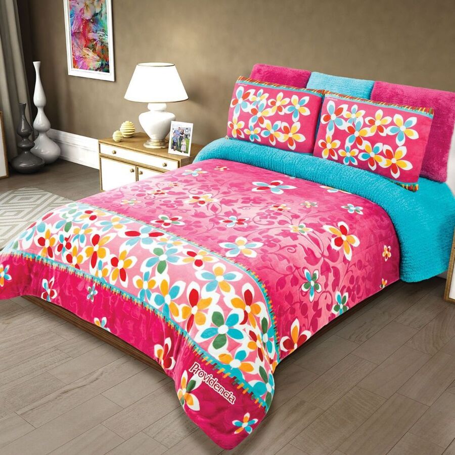 Suavecito Double Jumbo Shearling Reverse Coverlet - Hot Pink - View 1