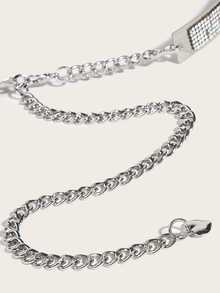 1pc Silver-color Steel Ring Waist Chain For Women - Silver - View 6