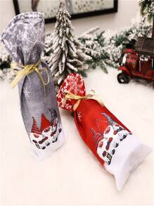 TYFYO 1pc Christmas Forest Man Pattern Printed Wine Bottle Cover, Santa Claus Table Decoration And No Face Man Red Wine Bottle Cover,Christmas - Multicolor - View 5