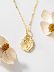 1入組 925純銀 12個月份幸運誕生花吊墜項鏈，附有45公分長的鍊子，花型標籤個人訂製項鍊，14K鍍金精美珠寶，適合於女士，妻子，女兒，母親感恩節禮物 - 3月 - 查看 20