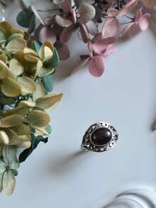 1pc Vintage Style Natural Pyrite 925 Sterling Silver Ring For Women, Daily Wear - Adjustable finger ring - View 5