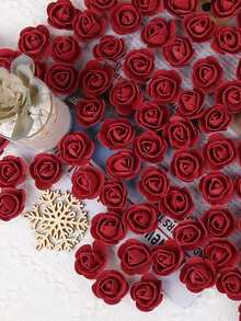 30入組3.5cm人造pe泡沫玫瑰花,適用於嬰兒派對、生日、婚禮、週年紀念、聚會裝飾、聖誕禮品道具 - 酒紅色 - 查看 3