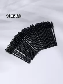 100 件一次性睫毛刷睫毛延长工具眉刷睫毛膏棒涂抹器卷轴睫毛化妆品 - 黑色 - 查看 1