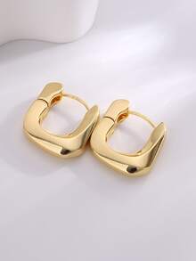 Charm-In Copper Plating 18k Gold U-shaped Smooth Surface Fashionable Earrings For Women - Yellow Gold - View 2