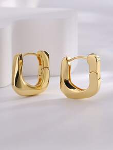 Charm-In Copper Plating 18k Gold U-shaped Smooth Surface Fashionable Earrings For Women - Yellow Gold - View 5