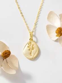 1入組 925純銀 12個月份幸運誕生花吊墜項鏈，附有45公分長的鍊子，花型標籤個人訂製項鍊，14K鍍金精美珠寶，適合於女士，妻子，女兒，母親感恩節禮物 - 3月 - 查看 13