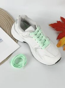 純綠色寬鞋帶,簡單時尚的鞋帶,適用於運動鞋及靴子 - 綠色 - 查看 1