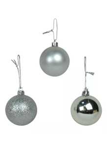 Kit 15 Bolas De Natal Prata Mista Fosca/ Lisa/ Glitter