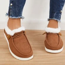 Women Flat Slip-On Booties Warm Lining Ankle Snow Boots - màu nâu - Xem 3
