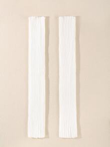 1pair Solid Knitted Arm Sleeves For Children - White - View 3