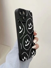Eyes And Smile Pattern Black Line Design Phone Case Compatible With Apple - Multicolor - View 2