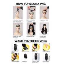 14 英寸非洲小卷合成發全頭假髮鮑勃髮型帶玫瑰網中分無劉海適合日常佩戴 - 黑色 - 查看 7