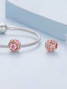 1 件優雅 925 純銀粉色櫻花吊飾珠女士適合手鍊手鐲 Diy 珠寶製作女朋友禮物精美女士珠寶 - 玫瑰金 - 查看 2