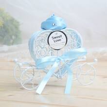 婚禮派對用品空心心形糖果盒,浪漫白色南瓜馬車糖果盒裝飾
