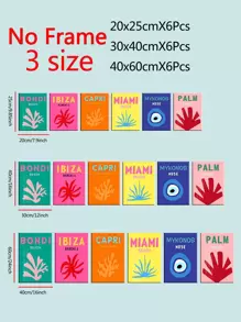 6 Chiếc Trừu Tượng Canvas Nghệ Thuật Treo Tường Poster Hiện Đại Đường San Hô In Hình Cho Phòng Khách Phòng Ngủ Văn Phòng 3 Kích Cỡ Không Gọng - Nhiều màu - Xem 3