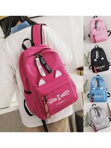 School Backpack With Minimalist Bag Cute Cat Backpack Kitten Backpack Meow Meow - Pink - View 6