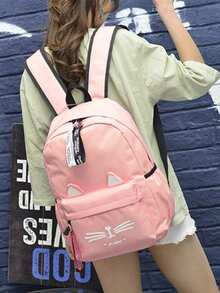 School Backpack With Minimalist Bag Cute Cat Backpack Kitten Backpack Meow Meow - Pink - View 3