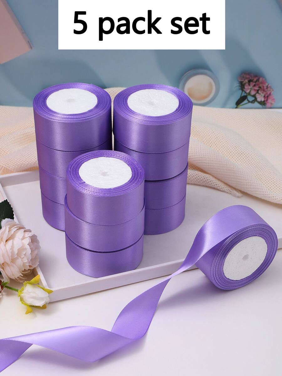 (5 Cuộn Ruy Băng) Nguyên Liệu Làm Hoa Hồng Tự Làm, Ruy Băng Satin Trang Trí Bánh Quà Tặng, Ruy Băng Dệt, Ruy Băng Nơ Tiệc Cưới, Ruy Băng Cho Lễ Tốt Nghiệp, Quà Tặng Cô Dâu, Trang Trí Sinh Nhật, Đồ Dùng Đám Cưới, Quà Tặng Phù Dâu, Quà Tặng Tiệc, Trở Lại Trường Học, Kẹp Tóc Tự Làm, Lễ Tạ Ơn, Giáng Sinh, Ruy Băng Hoa Hồng Thủ Công, Năm Mới, Ngày Valentine, Đám Cưới, Năm Mới - Màu tím  Violet - Xem 1