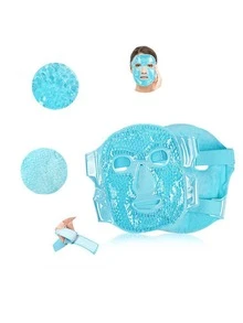 1pc Plush Fabric Gel Face Mask For Hot And Cold Therapy - Green - View 4