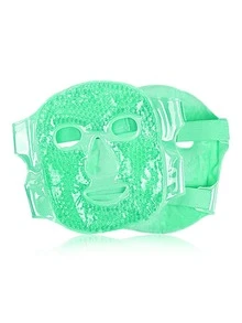 1pc Plush Fabric Gel Face Mask For Hot And Cold Therapy - Green - View 5