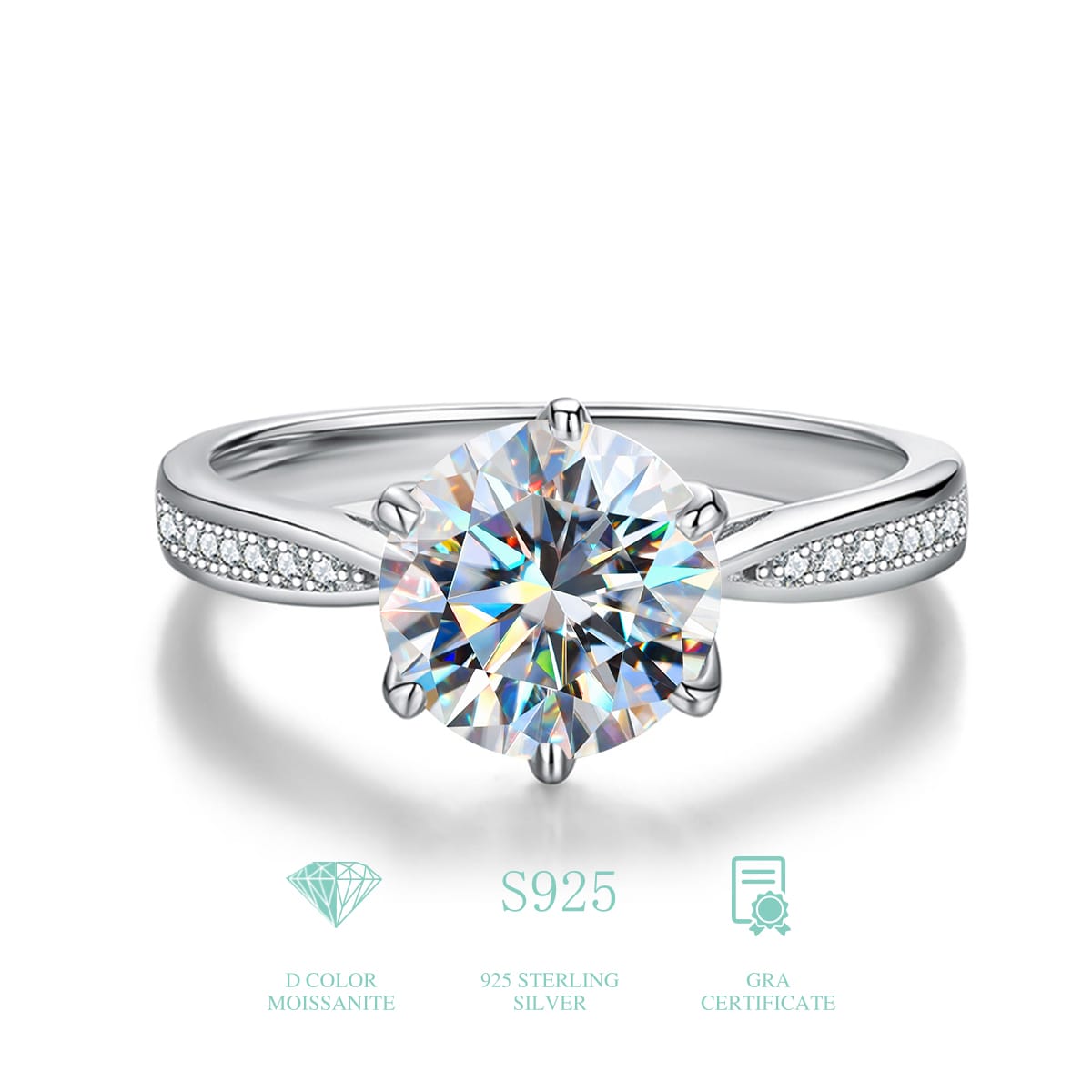 Pieza Anillo de compromiso/boda de moissanita, anillo eterno/anillo de promesa/anillo de aniversario de plata de ley 925 para mujer, regalo de joyerí