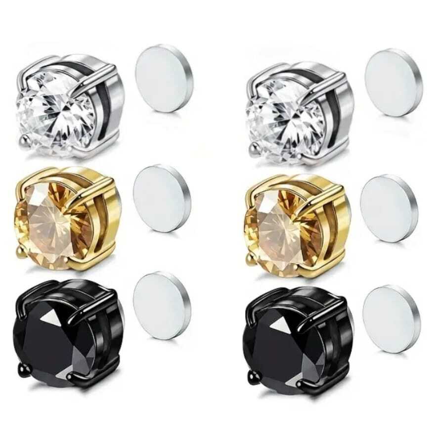 1pair Magnetic Earrings/cuff Clip For Men Non-piercing Punk Style Fake Ear Stud Jewelry