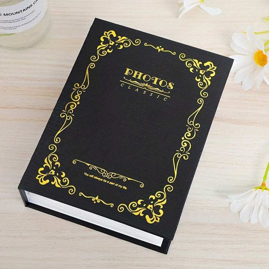 1入組嬰兒相簿,家庭大容量雙層嬰兒記憶書帶100口袋 - 黑色 - 查看 1