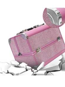 Neceser-Cosmetiquera Maletín Para Maquillaje Reforzada Para Viaje - Plateado - Ver 4