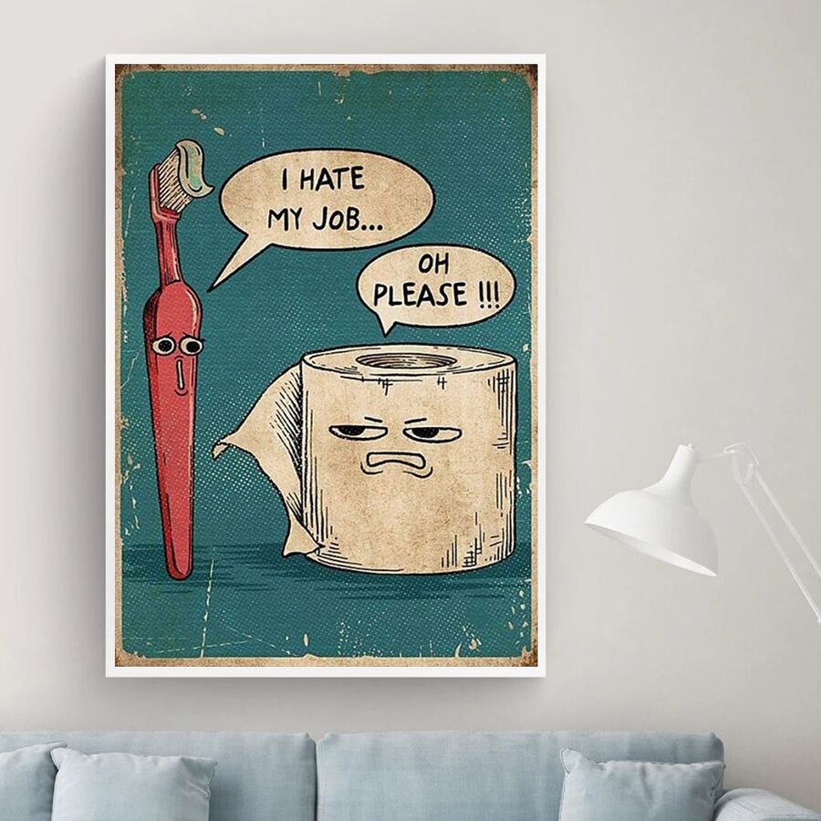 Humorous Toothbrush And Toilet Paper Poster Printed Unique Canvas Painting Wall Art Picture Bathroom Decoration - A - View 1